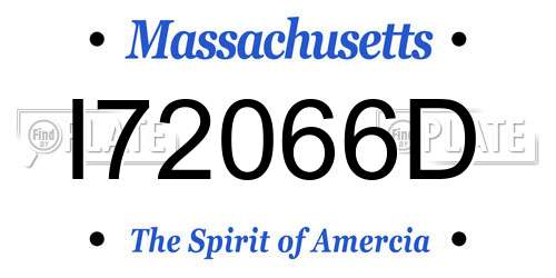 I72066D Massachusetts License Plate