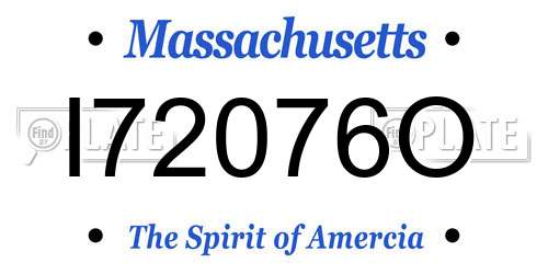I72076O Massachusetts License Plate