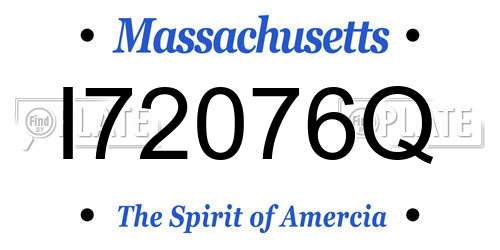 I72076Q Massachusetts License Plate