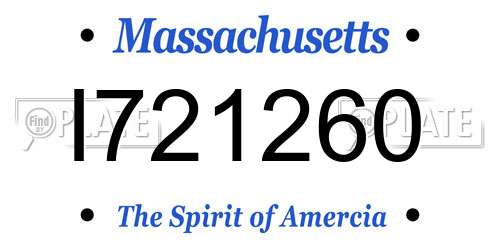 I721260 Massachusetts License Plate