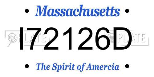 I72126D Massachusetts License Plate