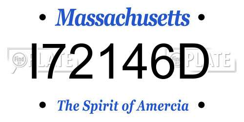 I72146D Massachusetts License Plate