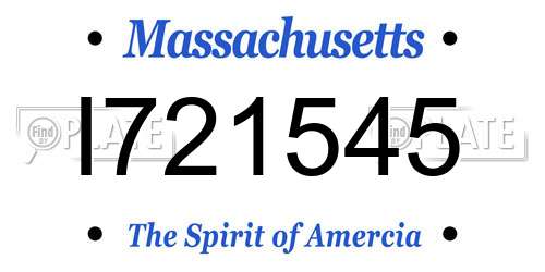 I721545 Massachusetts License Plate