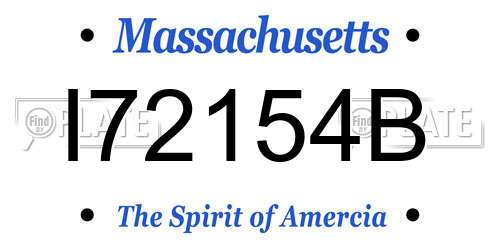 I72154B Massachusetts License Plate
