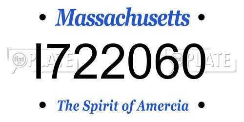 I722060 Massachusetts License Plate