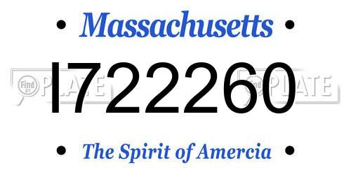 I722260 Massachusetts License Plate