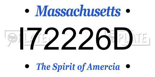 I72226D Massachusetts License Plate