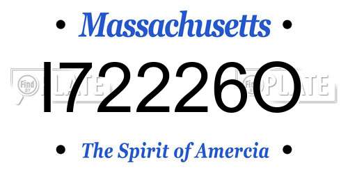 I72226O Massachusetts License Plate