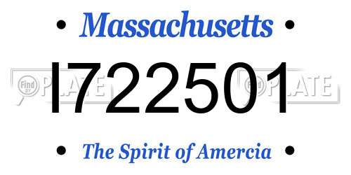 I722501 Massachusetts License Plate