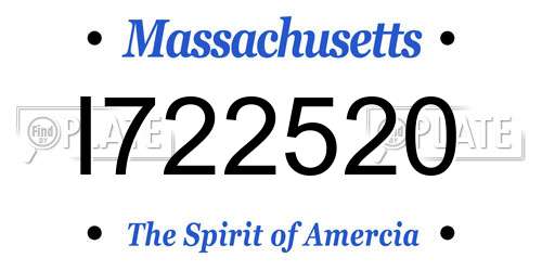I722520 Massachusetts License Plate