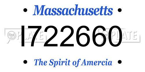 I722660 Massachusetts License Plate