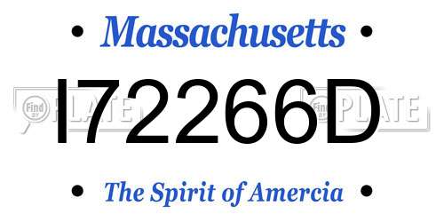 I72266D Massachusetts License Plate
