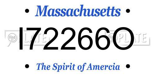 I72266O Massachusetts License Plate