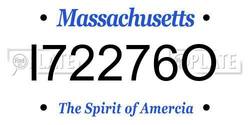 I72276O Massachusetts License Plate