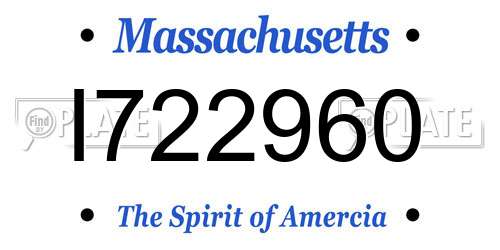 I722960 Massachusetts License Plate