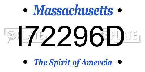 I72296D Massachusetts License Plate
