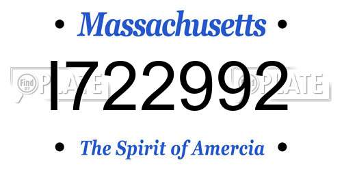 I722992 Massachusetts License Plate