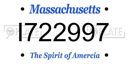 I722997 Massachusetts License Plate
