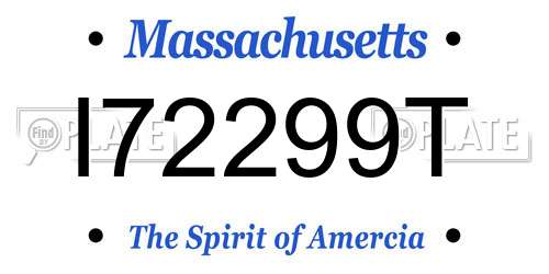 I72299T Massachusetts License Plate