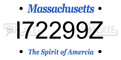 I72299Z Massachusetts License Plate