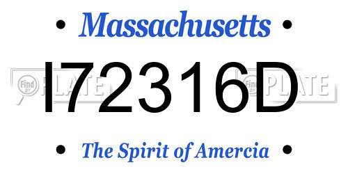 I72316D Massachusetts License Plate