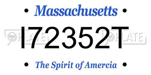 I72352T Massachusetts License Plate