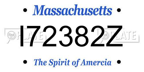 I72382Z Massachusetts License Plate