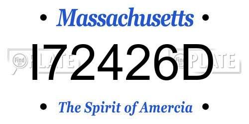 I72426D Massachusetts License Plate