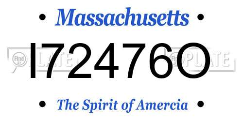 I72476O Massachusetts License Plate