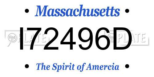 I72496D Massachusetts License Plate