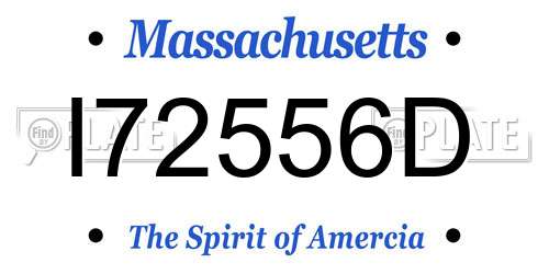 I72556D Massachusetts License Plate