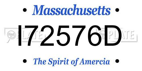 I72576D Massachusetts License Plate