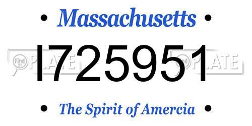 I725951 Massachusetts License Plate