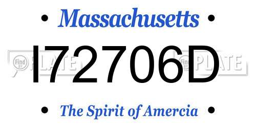 I72706D Massachusetts License Plate
