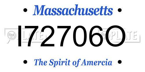 I72706O Massachusetts License Plate