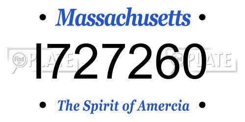 I727260 Massachusetts License Plate