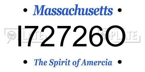 I72726O Massachusetts License Plate