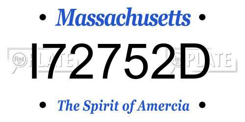 I72752D Massachusetts License Plate