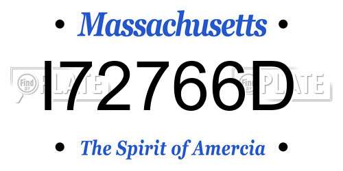 I72766D Massachusetts License Plate