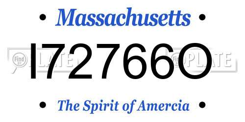 I72766O Massachusetts License Plate