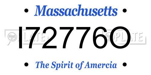 I72776O Massachusetts License Plate