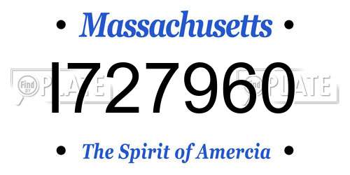 I727960 Massachusetts License Plate