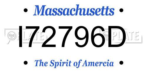 I72796D Massachusetts License Plate