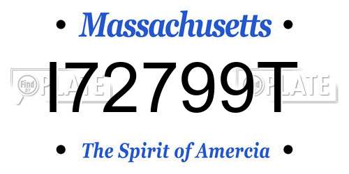I72799T Massachusetts License Plate