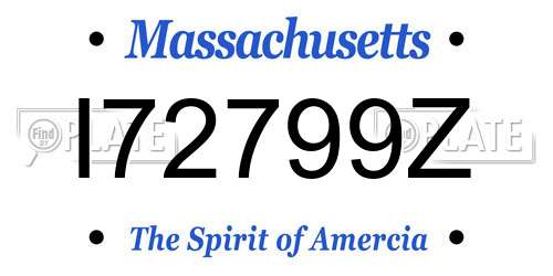 I72799Z Massachusetts License Plate