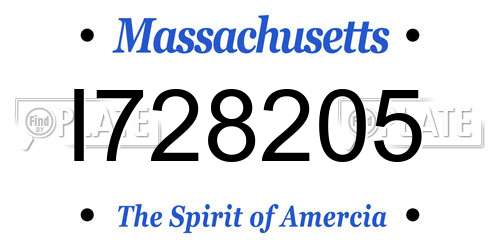 I728205 Massachusetts License Plate
