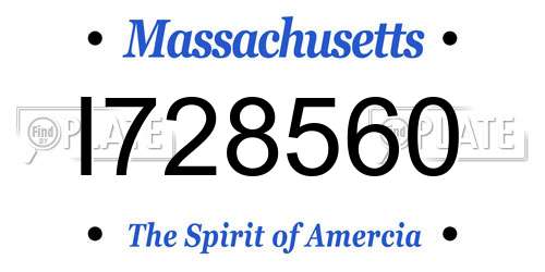 I728560 Massachusetts License Plate
