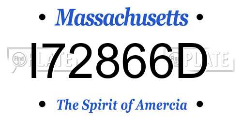 I72866D Massachusetts License Plate