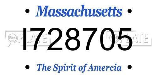 I728705 Massachusetts License Plate