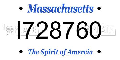 I728760 Massachusetts License Plate